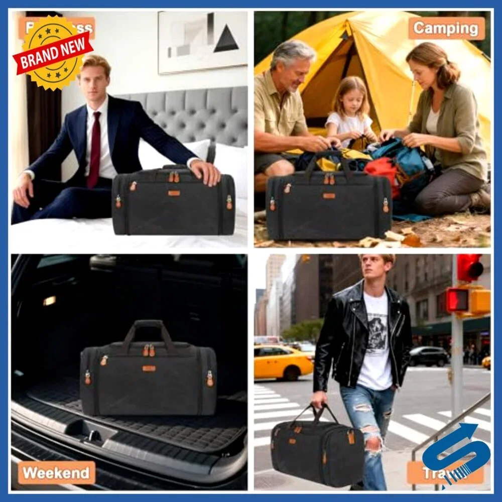 Expandable Canvas Duffle Bag Travel Weekender Carry On Luggage with Toiletry Bag